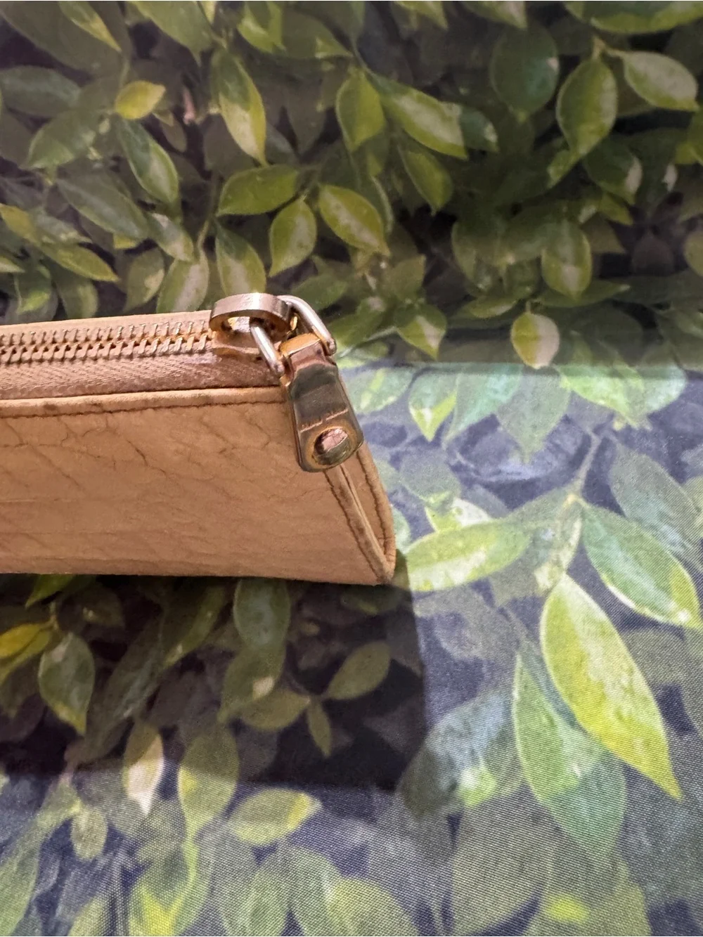 Miu Miu Pale Beige Croc-Embossed Zip Wallet